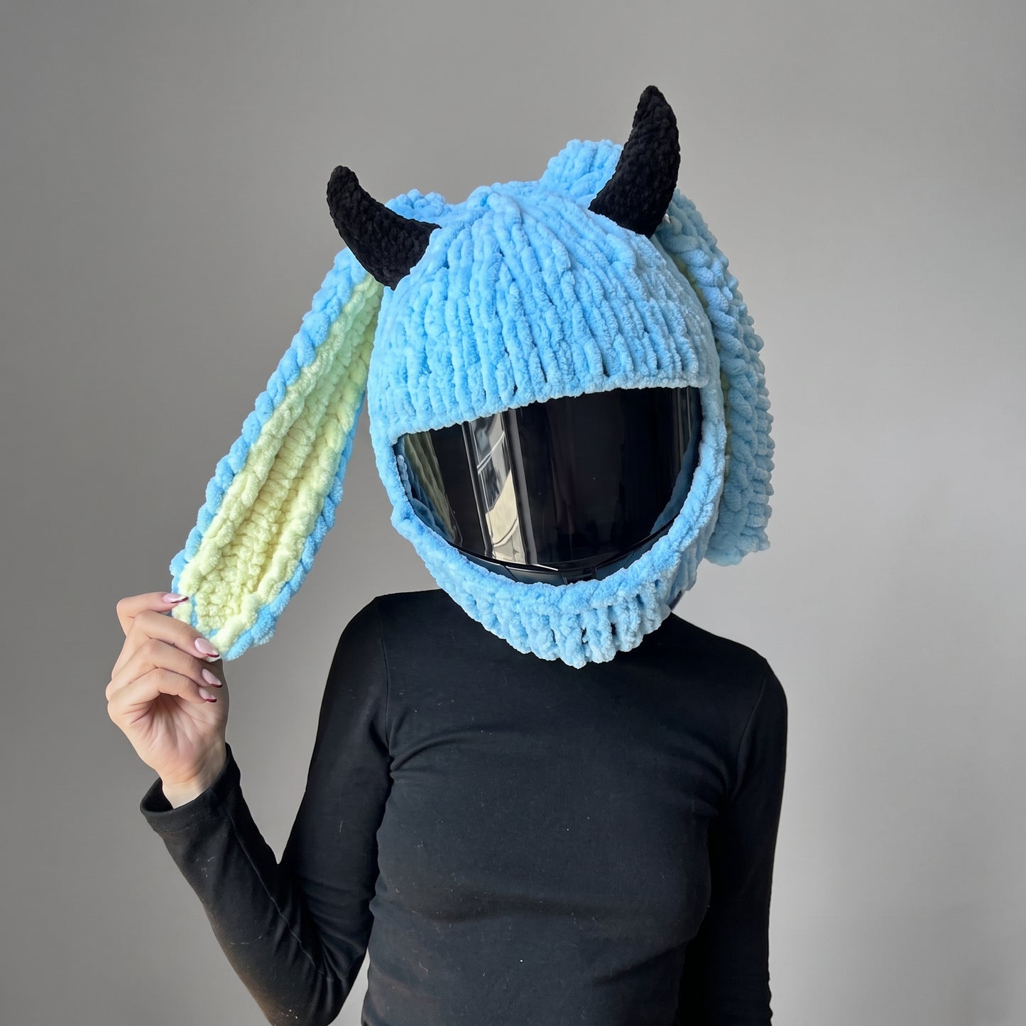 Blue Devil Bunny Helmet Cover