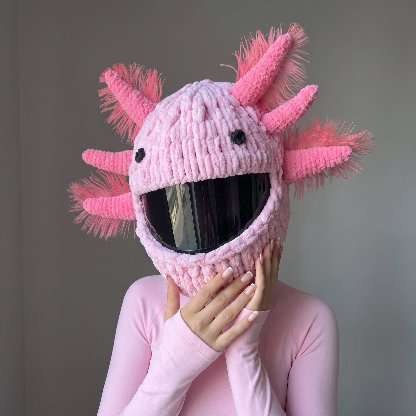 Pink Axolotl Monster Helmet Cover