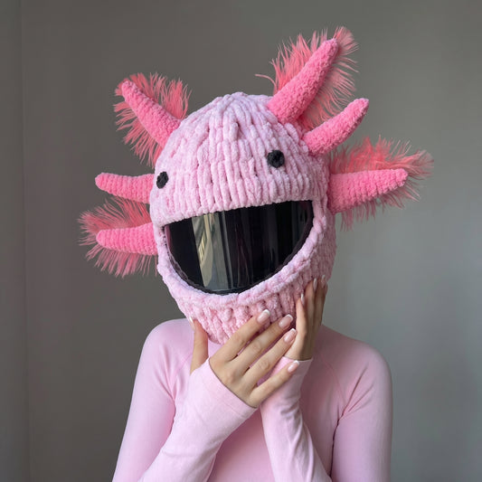 Pink Axolotl Monster Helmet Cover